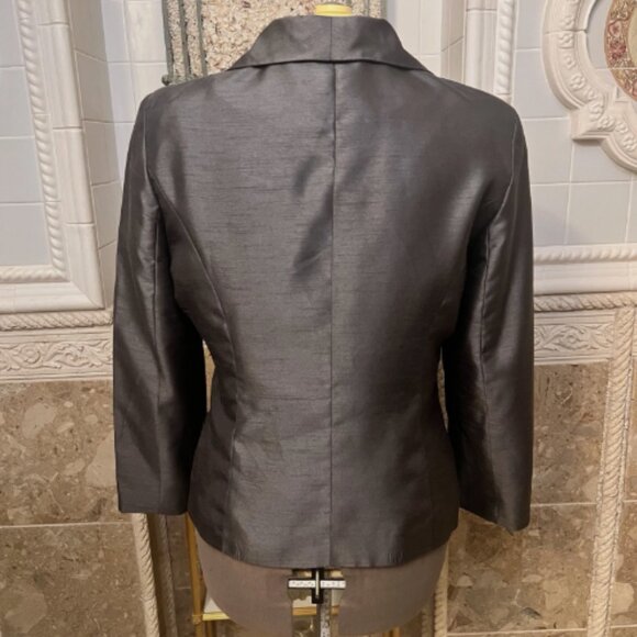 EY Signature. Size 14. Gray Shantung Blazer Shacket. Long Sleeve Lined. DD - Picture 5 of 6
